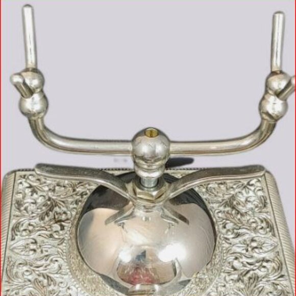 Vtg Hollywood Regency Rotary Phone Embossed Silver Plated - Picture 2 of 4